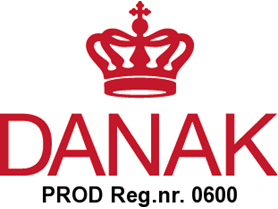 DANAK logo og registreringsnummer